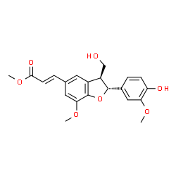 ChemSpider 2D Image | Methyl (2E)-3-[(2R,3S)-2-(4-hydroxy-3-methoxyphenyl)-3-(hydroxymethyl)-7-methoxy-2,3-dihydro-1-benzofuran-5-yl]acrylate | C21H22O7