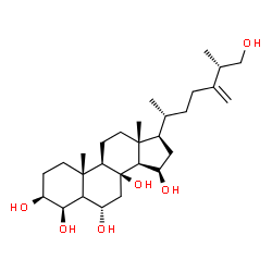 ChemSpider 2D Image | (3beta,4beta,6alpha,15beta,25S)-Ergost-24(28)-ene-3,4,6,8,15,26-hexol | C28H48O6