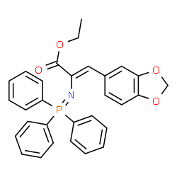 ChemSpider 2D Image | Ethyl (2Z)-3-(1,3-benzodioxol-5-yl)-2-[(triphenylphosphoranylidene)amino]acrylate | C30H26NO4P