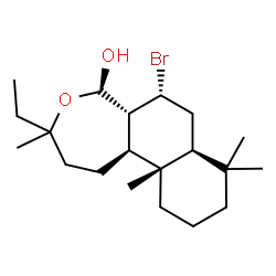 ChemSpider 2D Image | (5R,5aR,6R,7aS,11aR,11bS)-6-Bromo-3-ethyl-3,8,8,11a-tetramethyltetradecahydronaphtho[2,1-c]oxepin-5-ol | C20H35BrO2