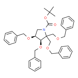 ChemSpider 2D Image | 2-Methyl-2-propanyl (3R,4S)-3,4-bis(benzyloxy)-2,2-bis[(benzyloxy)methyl]-1-pyrrolidinecarboxylate | C39H45NO6