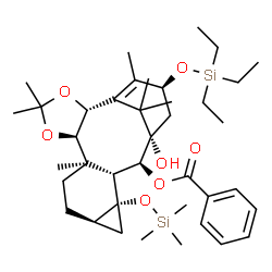 ChemSpider 2D Image | (2R,6R,7R,10R,12R,13R,14S,15S,17S)-15-Hydroxy-4,4,7,18,19,19-hexamethyl-17-[(triethylsilyl)oxy]-12-[(trimethylsilyl)oxy]-3,5-dioxapentacyclo[13.3.1.0~2,6~.0~7,13~.0~10,12~]nonadec-1(18)-en-14-yl benzo
ate | C39H62O7Si2