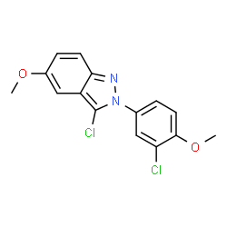 ChemSpider 2D Image | 3-Chloro-5-methoxy-2-(3-chloro-4-methoxyphenyl)-2Hindazole | C15H12Cl2N2O2