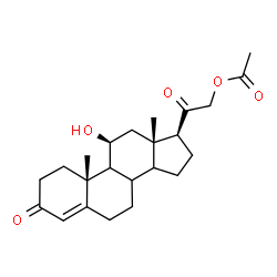 ChemSpider 2D Image | (8xi,9xi,11beta,14xi)-11-Hydroxy-3,20-dioxopregn-4-en-21-yl acetate | C23H32O5
