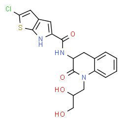 ChemSpider 2D Image | 2-chloro-N-(1-(2,3-dihydroxypropyl)-2-oxo-1,2,3,4-tetrahydroquinolin-3-yl)-6H-thieno(2,3-b)pyrrole-5-carboxamide | C19H18ClN3O4S