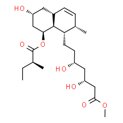 ChemSpider 2D Image | Methyl (3R,5R)-3,5-dihydroxy-7-[(1S,2S,4aR,6R,8S,8aS)-6-hydroxy-2-methyl-8-{[(2S)-2-methylbutanoyl]oxy}-1,2,4a,5,6,7,8,8a-octahydro-1-naphthalenyl]heptanoate | C24H40O7