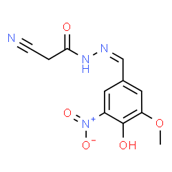 ChemSpider 2D Image | 2-Cyano-N'-[(Z)-(4-hydroxy-3-methoxy-5-nitrophenyl)methylene]acetohydrazide | C11H10N4O5