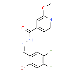 ChemSpider 2D Image | N'-[(Z)-(2-Bromo-4,5-difluorophenyl)methylene]-2-methoxyisonicotinohydrazide | C14H10BrF2N3O2