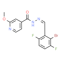 ChemSpider 2D Image | N'-[(Z)-(2-Bromo-3,6-difluorophenyl)methylene]-2-methoxyisonicotinohydrazide | C14H10BrF2N3O2