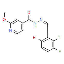 ChemSpider 2D Image | N'-[(Z)-(6-Bromo-2,3-difluorophenyl)methylene]-2-methoxyisonicotinohydrazide | C14H10BrF2N3O2
