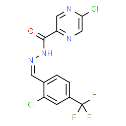 ChemSpider 2D Image | 5-Chloro-N'-{(Z)-[2-chloro-4-(trifluoromethyl)phenyl]methylene}-2-pyrazinecarbohydrazide | C13H7Cl2F3N4O