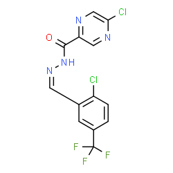ChemSpider 2D Image | 5-Chloro-N'-{(Z)-[2-chloro-5-(trifluoromethyl)phenyl]methylene}-2-pyrazinecarbohydrazide | C13H7Cl2F3N4O
