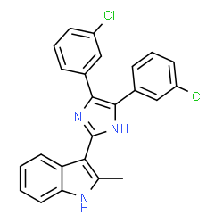 ChemSpider 2D Image | 3-[4,5-Bis(3-chlorophenyl)-1H-imidazol-2-yl]-2-methyl-1H-indole | C24H17Cl2N3