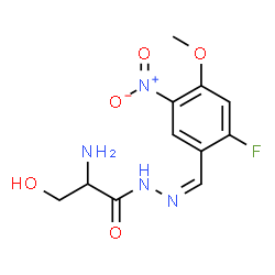 ChemSpider 2D Image | 2-Amino-N'-[(Z)-(2-fluoro-4-methoxy-5-nitrophenyl)methylene]-3-hydroxypropanehydrazide (non-preferred name) | C11H13FN4O5