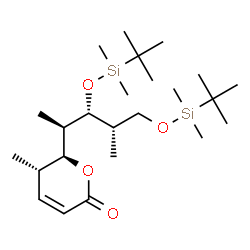 ChemSpider 2D Image | (5S,6S)-6-[(2R,3R,4S)-3,5-Bis{[dimethyl(2-methyl-2-propanyl)silyl]oxy}-4-methyl-2-pentanyl]-5-methyl-5,6-dihydro-2H-pyran-2-one | C24H48O4Si2