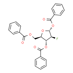 ChemSpider 2D Image | 1,3,5-Tri-O-benzoyl-2-deoxy-2-fluoro-alpha-D-arabinofuranose | C26H21FO7