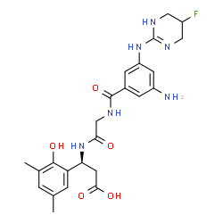 ChemSpider 2D Image | (3S)-3-[(N-{3-Amino-5-[(5-fluoro-1,4,5,6-tetrahydro-2-pyrimidinyl)amino]benzoyl}glycyl)amino]-3-(2-hydroxy-3,5-dimethylphenyl)propanoic acid | C24H29FN6O5