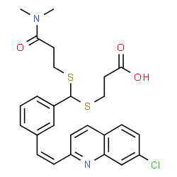 ChemSpider 2D Image | 3-[({3-[(Z)-2-(7-Chloro-2-quinolinyl)vinyl]phenyl}{[3-(dimethylamino)-3-oxopropyl]sulfanyl}methyl)sulfanyl]propanoic acid | C26H27ClN2O3S2