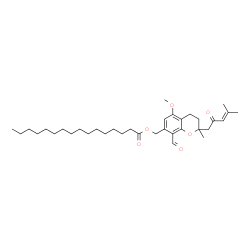 ChemSpider 2D Image | [8-Formyl-5-methoxy-2-methyl-2-(4-methyl-2-oxo-3-penten-1-yl)-3,4-dihydro-2H-chromen-7-yl]methyl palmitate | C35H54O6