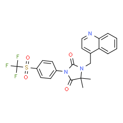 ChemSpider 2D Image | 5,5-Dimethyl-1-(4-quinolinylmethyl)-3-{4-[(trifluoromethyl)sulfonyl]phenyl}-2,4-imidazolidinedione | C22H18F3N3O4S