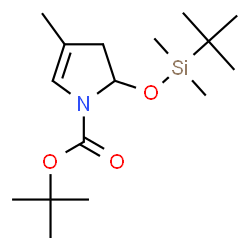 ChemSpider 2D Image | 2-Methyl-2-propanyl 2-{[dimethyl(2-methyl-2-propanyl)silyl]oxy}-4-methyl-2,3-dihydro-1H-pyrrole-1-carboxylate | C16H31NO3Si
