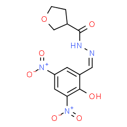 ChemSpider 2D Image | N'-[(Z)-(2-Hydroxy-3,5-dinitrophenyl)methylene]tetrahydro-3-furancarbohydrazide | C12H12N4O7