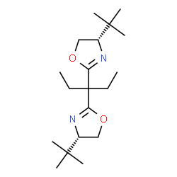 ChemSpider 2D Image | (4S,4'S)-2,2'-(3,3-Pentanediyl)bis[4-(2-methyl-2-propanyl)-4,5-dihydro-1,3-oxazole] | C19H34N2O2