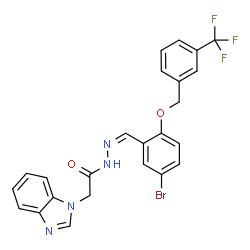 ChemSpider 2D Image | 2-(1H-Benzimidazol-1-yl)-N'-[(Z)-(5-bromo-2-{[3-(trifluoromethyl)benzyl]oxy}phenyl)methylene]acetohydrazide | C24H18BrF3N4O2