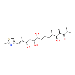 ChemSpider 2D Image | (4R,5S,6S,13S,14E)-5,10,11,13-Tetrahydroxy-2,4,6,14-tetramethyl-15-(2-methyl-1,3-thiazol-4-yl)-14-pentadecen-3-one | C23H39NO5S