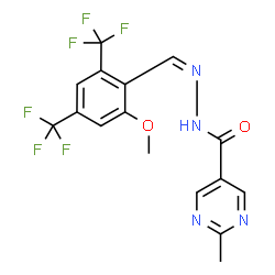 ChemSpider 2D Image | N'-{(Z)-[2-Methoxy-4,6-bis(trifluoromethyl)phenyl]methylene}-2-methyl-5-pyrimidinecarbohydrazide | C16H12F6N4O2