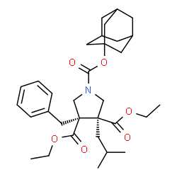 ChemSpider 2D Image | 1-Adamantan-1-yl 3,4-diethyl (3R,4S)-3-benzyl-4-isobutyl-1,3,4-pyrrolidinetricarboxylate | C32H45NO6