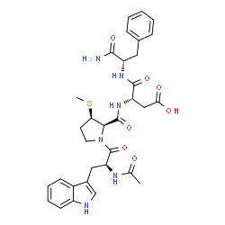 ChemSpider 2D Image | N-Acetyl-L-tryptophyl-(3R)-3-(methylsulfanyl)-L-prolyl-L-alpha-aspartyl-L-phenylalaninamide | C32H38N6O7S