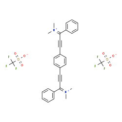 ChemSpider 2D Image | 3,3'-(1,4-Phenylene)bis(N,N-dimethyl-1-phenyl-2-propyn-1-iminium) bis(trifluoromethanesulfonate) | C30H26F6N2O6S2