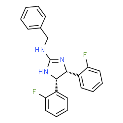 ChemSpider 2D Image | (4R,5S)-N-Benzyl-4,5-bis(2-fluorophenyl)-4,5-dihydro-1H-imidazol-2-amine | C22H19F2N3