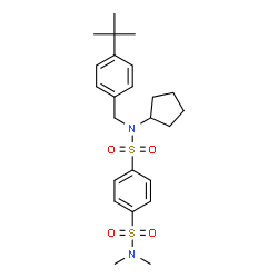 ChemSpider 2D Image | N-Cyclopentyl-N',N'-dimethyl-N-[4-(2-methyl-2-propanyl)benzyl]-1,4-benzenedisulfonamide | C24H34N2O4S2
