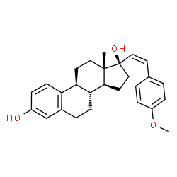 ChemSpider 2D Image | (17alpha,20Z)-21-(4-Methoxyphenyl)-19-norpregna-1,3,5(10),20-tetraene-3,17-diol | C27H32O3