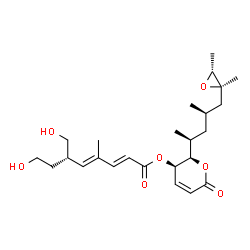 ChemSpider 2D Image | (2R,3R)-2-{(2S,4R)-5-[(2R,3R)-2,3-Dimethyl-2-oxiranyl]-4-methyl-2-pentanyl}-6-oxo-3,6-dihydro-2H-pyran-3-yl (2E,4E,6S)-8-hydroxy-6-(hydroxymethyl)-4-methyl-2,4-octadienoate | C25H38O7