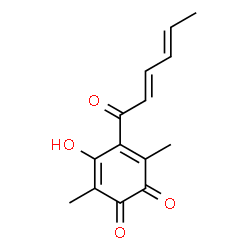 ChemSpider 2D Image | 4-[(2E,4E)-2,4-Hexadienoyl]-5-hydroxy-3,6-dimethyl-1,2-benzoquinone | C14H14O4