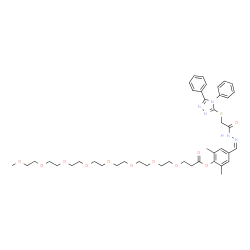 ChemSpider 2D Image | 4-[(Z)-({[(4,5-Diphenyl-4H-1,2,4-triazol-3-yl)sulfanyl]acetyl}hydrazono)methyl]-2,6-dimethylphenyl 2,5,8,11,14,17,20,23-octaoxahexacosan-26-oate | C43H57N5O11S