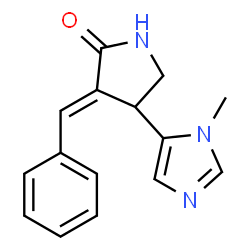 ChemSpider 2D Image | (3E)-3-Benzylidene-4-(1-methyl-1H-imidazol-5-yl)-2-pyrrolidinone | C15H15N3O