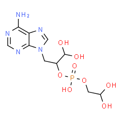 ChemSpider 2D Image | 3-(6-Amino-9H-purin-9-yl)-1,1-dihydroxy-2-propanyl 2,2-dihydroxyethyl hydrogen phosphate | C10H16N5O8P