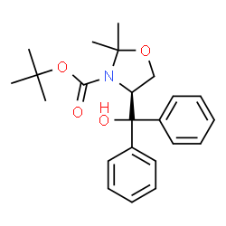 ChemSpider 2D Image | 2-Methyl-2-propanyl (4S)-4-[hydroxy(diphenyl)methyl]-2,2-dimethyl-1,3-oxazolidine-3-carboxylate | C23H29NO4
