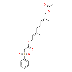ChemSpider 2D Image | (2E,6E)-8-Acetoxy-3,7-dimethyl-2,6-octadien-1-yl (phenylsulfonyl)acetate | C20H26O6S