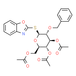 ChemSpider 2D Image | 1,3-Benzoxazol-2-yl 3,4,6-tri-O-acetyl-2-O-benzyl-1-thio-beta-D-glucopyranoside | C26H27NO9S