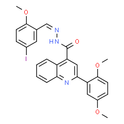 ChemSpider 2D Image | 2-(2,5-Dimethoxyphenyl)-N'-[(Z)-(5-iodo-2-methoxyphenyl)methylene]-4-quinolinecarbohydrazide | C26H22IN3O4