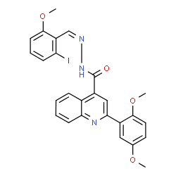 ChemSpider 2D Image | 2-(2,5-Dimethoxyphenyl)-N'-[(Z)-(2-iodo-6-methoxyphenyl)methylene]-4-quinolinecarbohydrazide | C26H22IN3O4
