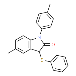 ChemSpider 2D Image | 5-Methyl-1-(4-methylphenyl)-3-(phenylsulfanyl)-1,3-dihydro-2H-indol-2-one | C22H19NOS