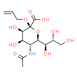 ChemSpider 2D Image | Allyl (6R)-5-acetamido-5-deoxy-6-[(1R,2R)-1,2,3-trihydroxypropyl]-beta-L-tagatopyranosidonic acid | C14H23NO10