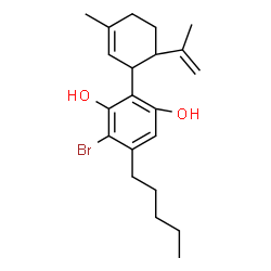 ChemSpider 2D Image | 4-Bromo-2-(6-isopropenyl-3-methyl-2-cyclohexen-1-yl)-5-pentyl-1,3-benzenediol | C21H29BrO2