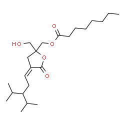 ChemSpider 2D Image | [(4Z)-2-(Hydroxymethyl)-4-(3-isopropyl-4-methylpentylidene)-5-oxotetrahydro-2-furanyl]methyl octanoate | C23H40O5